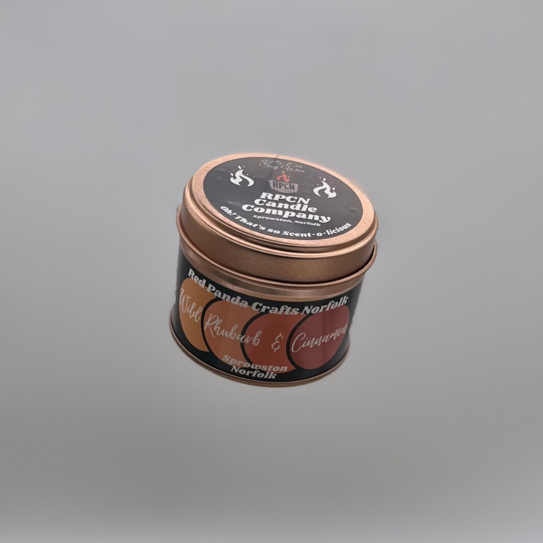 Wild Rhubarb & Cinnamon Hand-poured & luxury Soy Candle Tin