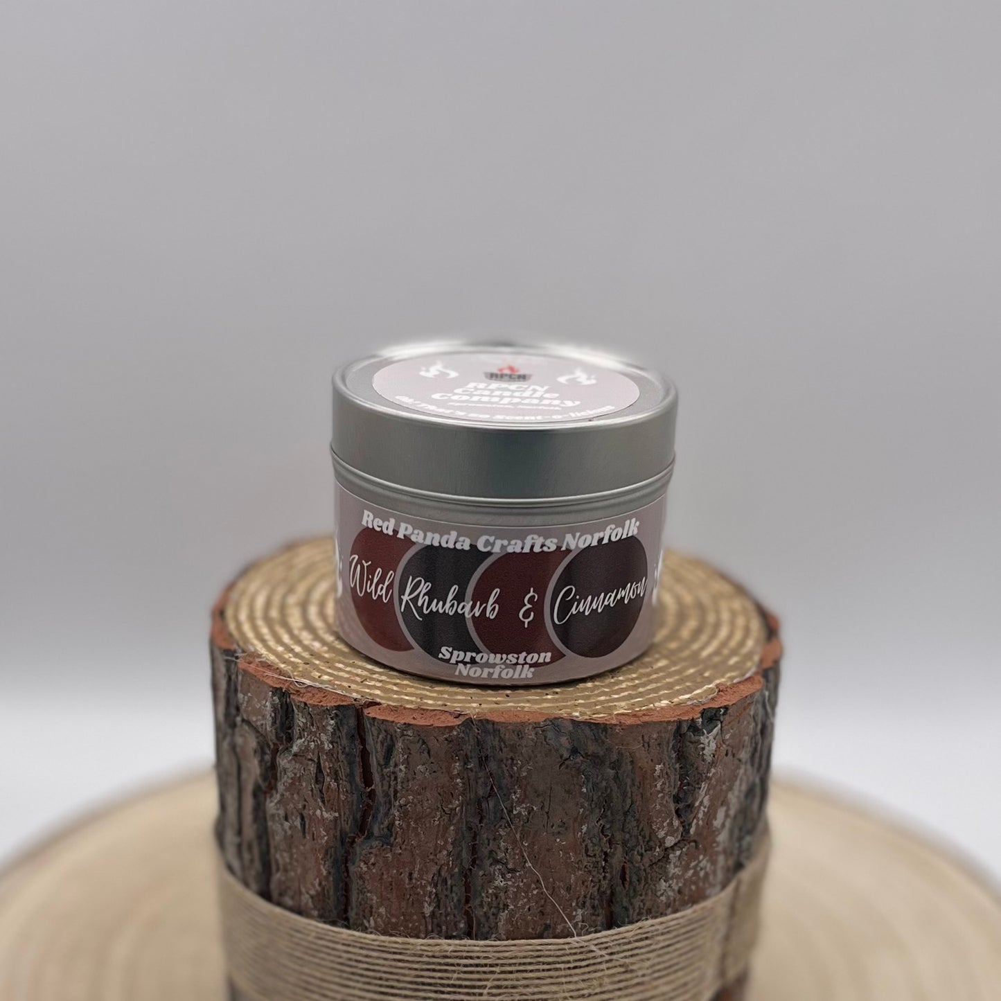 Wild Rhubarb & Cinnamon Hand-poured & luxury Soy Candle Tin