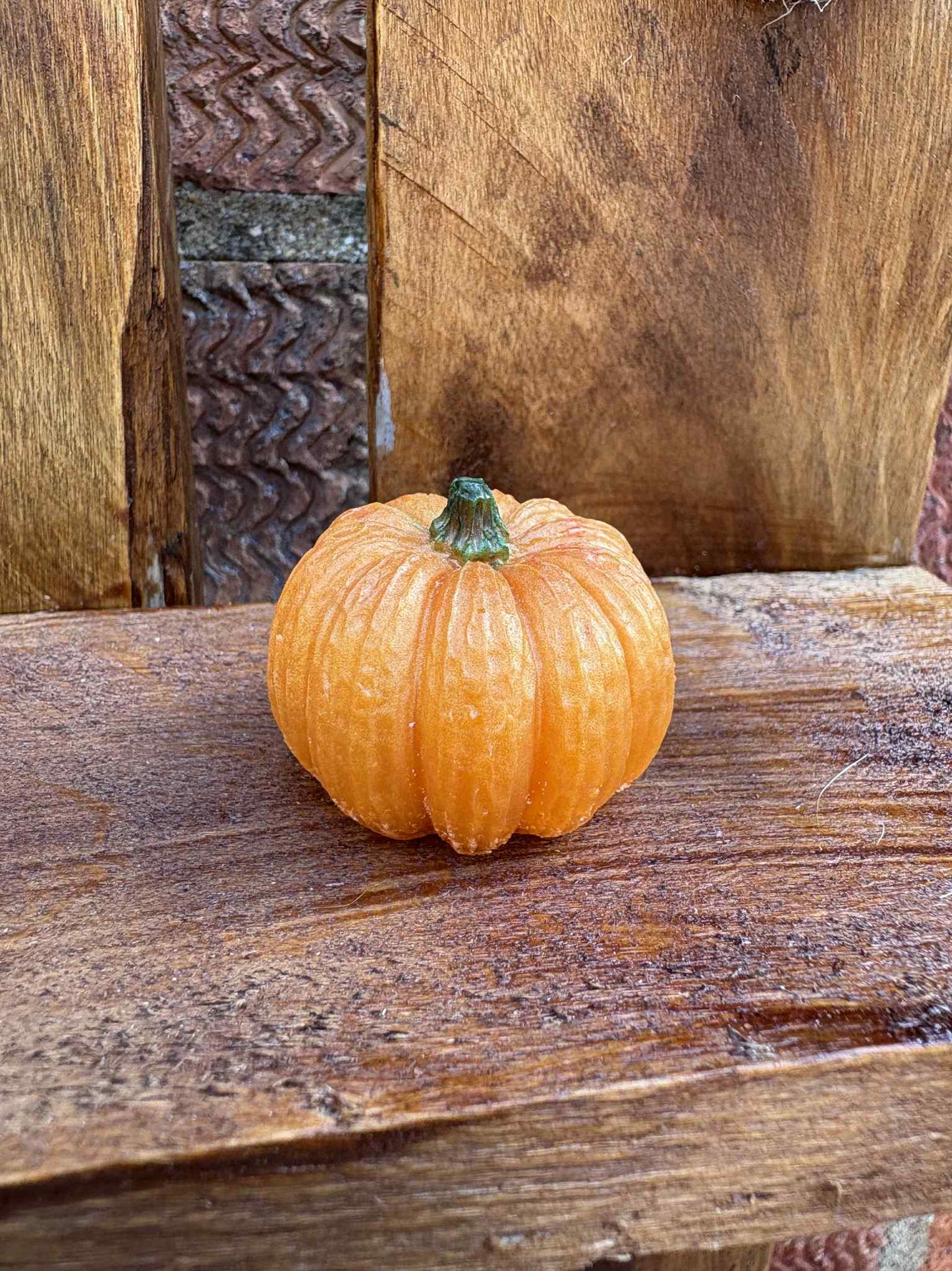 Resin Orange Pumpkin with Green Stalk