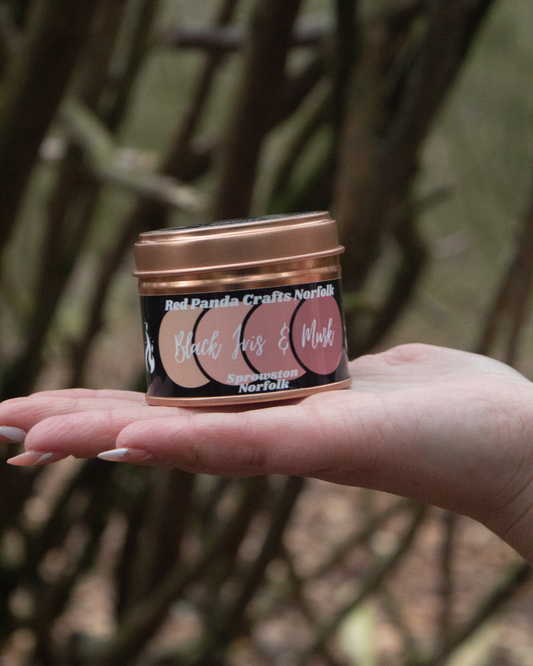 Black Iris & Musk Hand-poured & luxury Soy Candle Tin