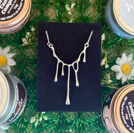 Melted Wax Necklace - Elegant Silver Drip Design