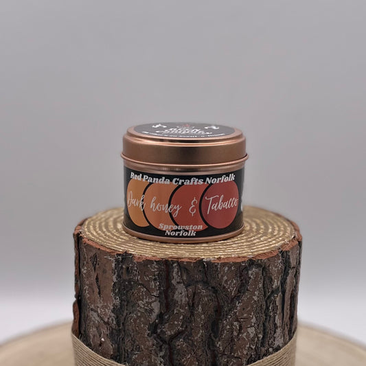 Dark Honey & Tabacco Hand-poured & luxury Soy Candle Tin
