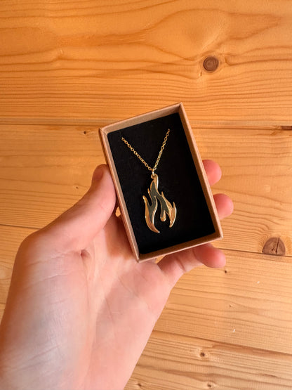 Gold Flame Necklace - Elegant Fire Design Pendant