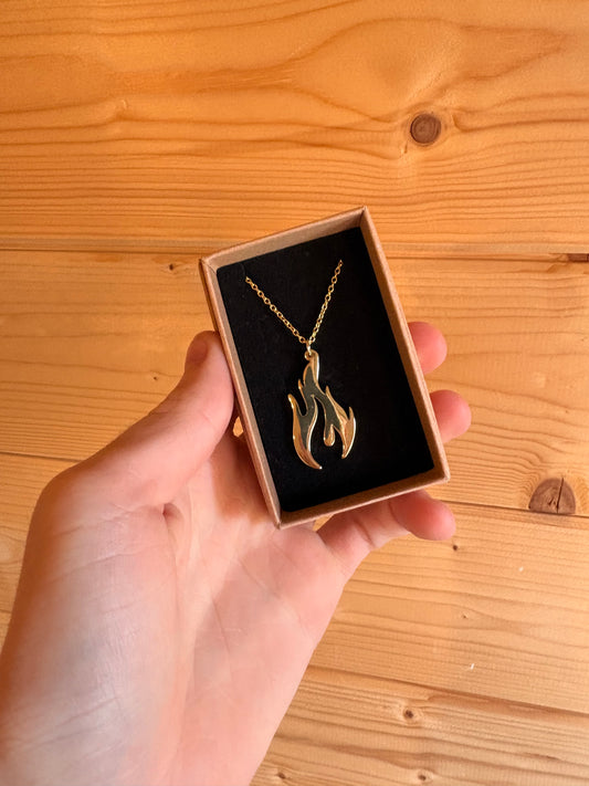 Gold Flame Necklace - Elegant Fire Design Pendant