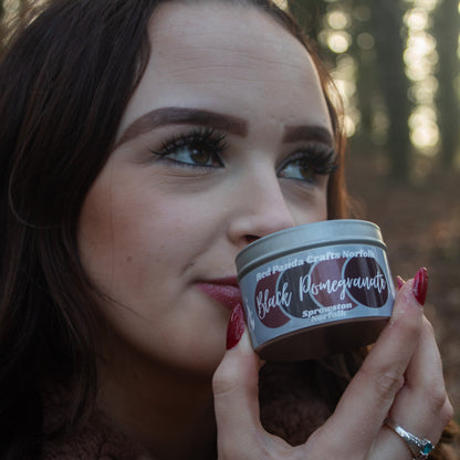 Black Pomegranate | Hand-poured and luxury Soy Candle Tin