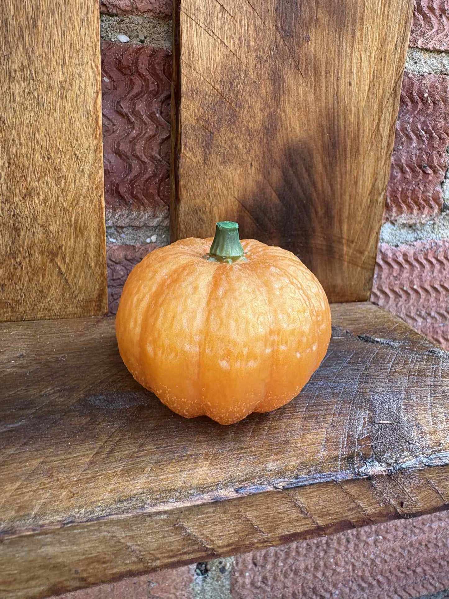 Resin Orange Pumpkin with Green Stalk