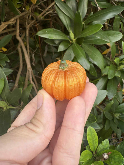 Resin Orange Pumpkin with Green Stalk